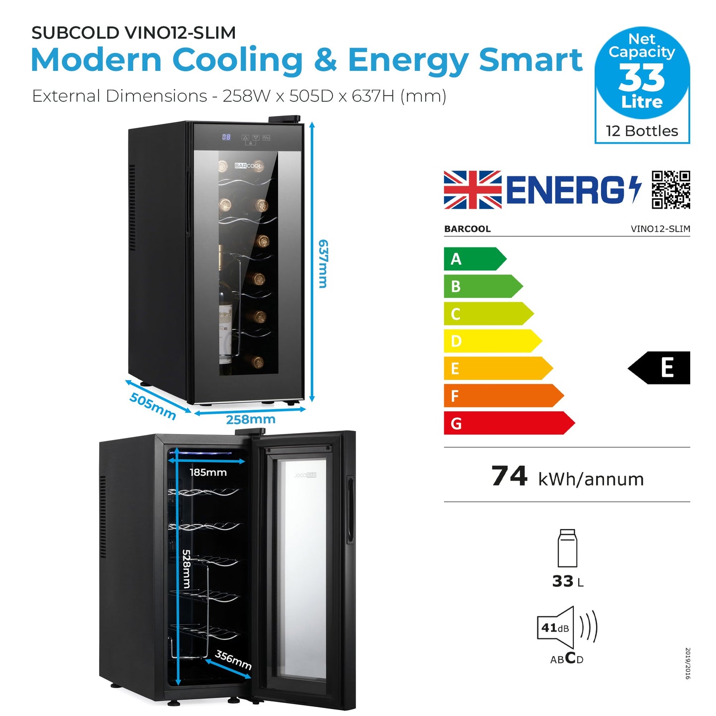 Barcool Vino12 LED Slim Wine Cooler | Refurbished
